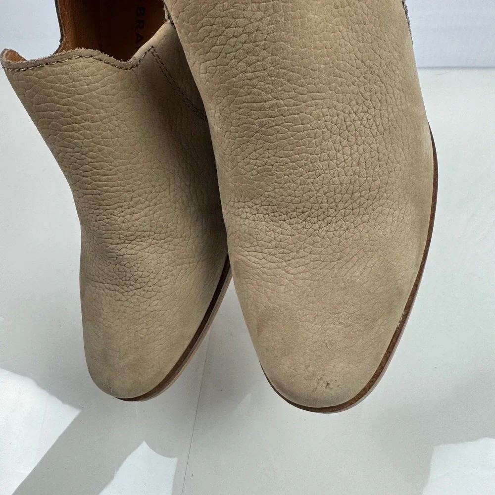 Lucky Brand Vennia‎ Ankle Booties Leather Block Heel Casual Tan Women Size 6.5